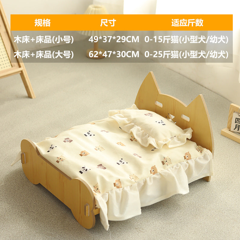 Wooden Cat Bed with Bedding Set - alternate product view 7