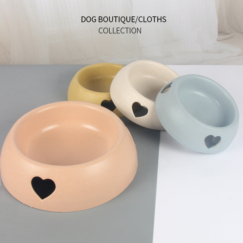 Colorful pet food and water bowl