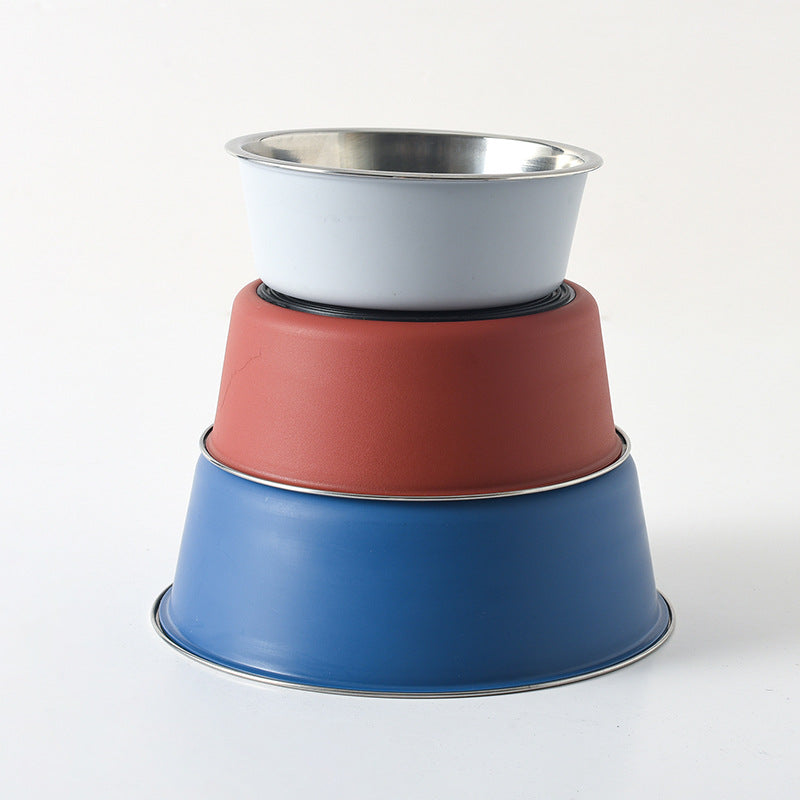 Colored stainless steel pet bowl for food or water