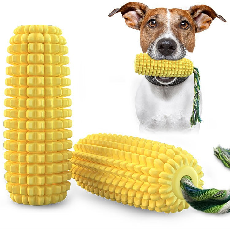 Corn-shaped dog chew toy for supervised play