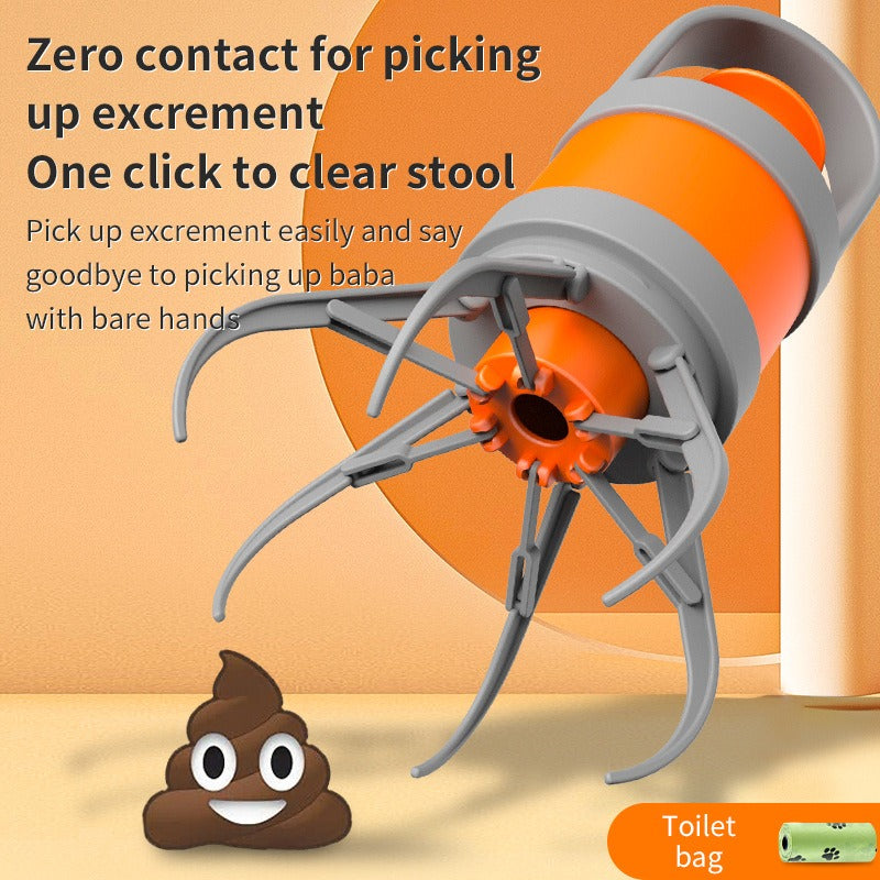 Portable pet waste pick-up tool for dog walks